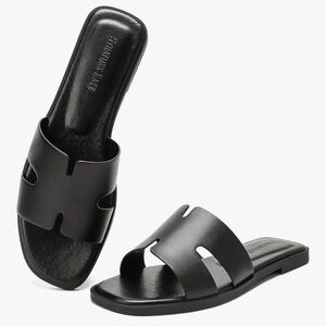 Stratuxx Kaze Open Toe Flat Dress Sandals Women's Size 8 Black Casual Fashion